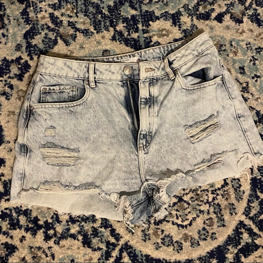 garage distressed denim shorts